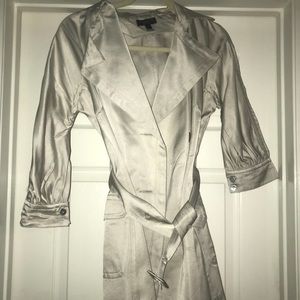 Silver Silk Trench Coat
